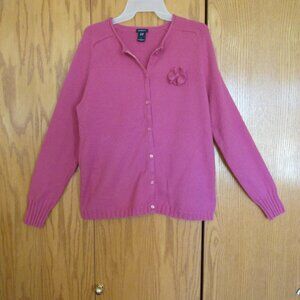 GAP MATERNITY WOMEN'S SIZE L SWEATER PINK CARDIGAN CLASSIC LS KNIT WOOL BLEND W/